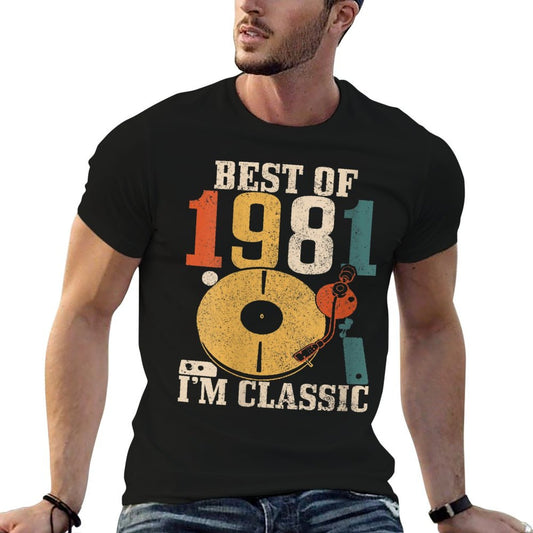 Womens Best Of 1981 I&#39;m Classic 40th Birthday Gift Vintage Vinyl DJ  Moisture-wicking T-Shirt