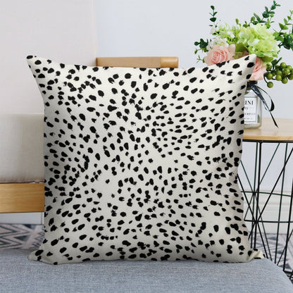Nadia - Black And White, Animal Print, Dalmatian Spot, Spots, Dots, BW Linen Throw Pillow Cover