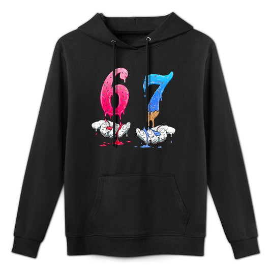 Six Seven Ice Cream Drip Sports Cool Meme 67 Funny Number Shrink-Resistant Hoodie