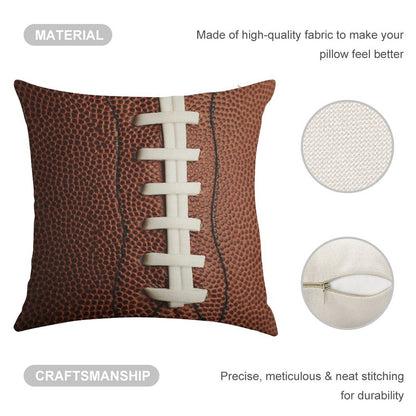 Football Linen Throw Pillow Cover