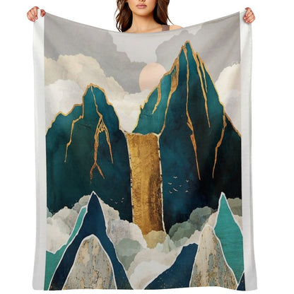 Golden Waterfall Throw Blanket