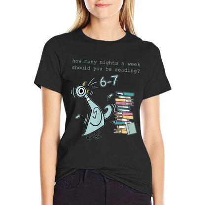 Teacher 6-7 How Many Nights A Week Should You Be Reading  Ribbed Collar T-Shirt