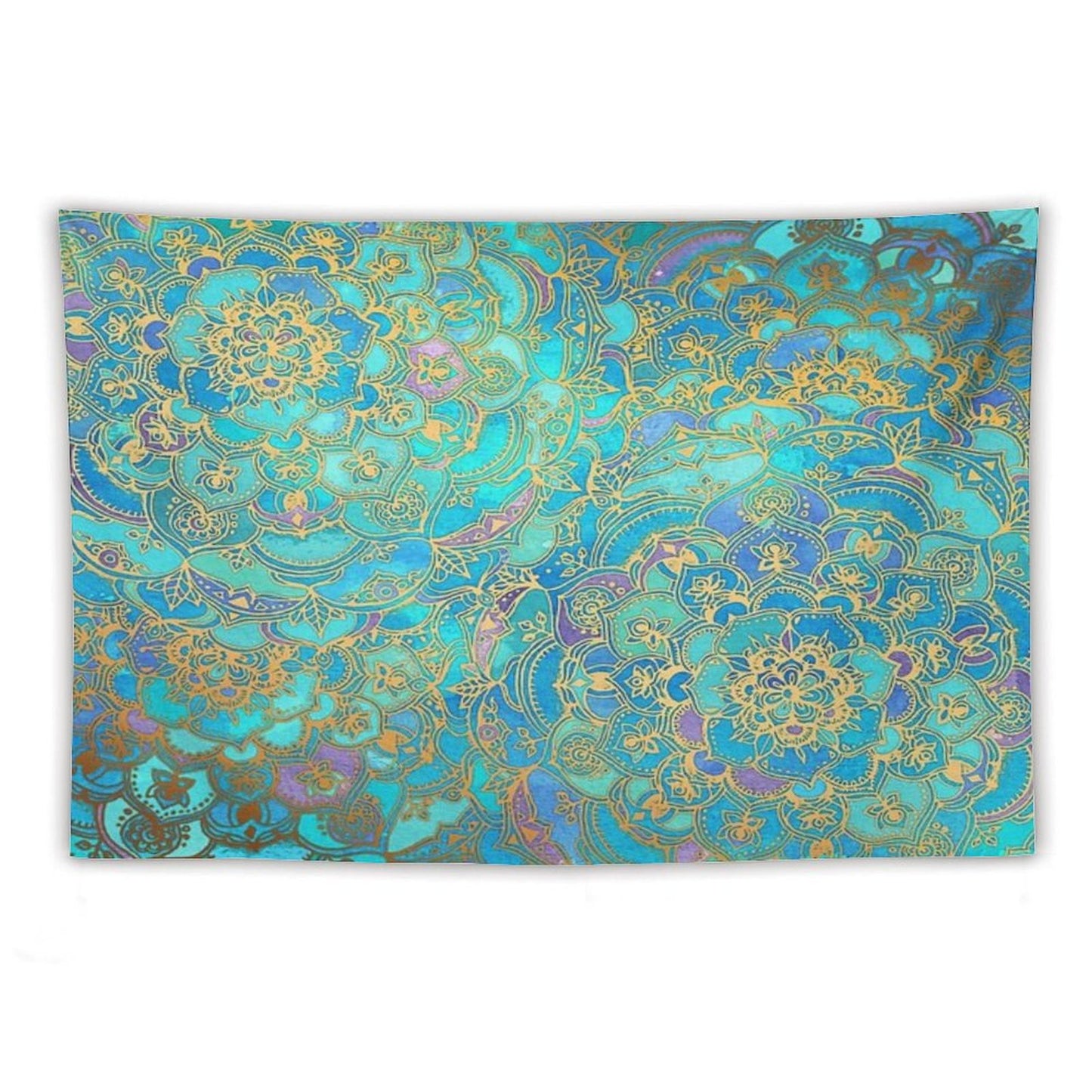 Sapphire & Jade Stained Glass Mandalas Tapestry