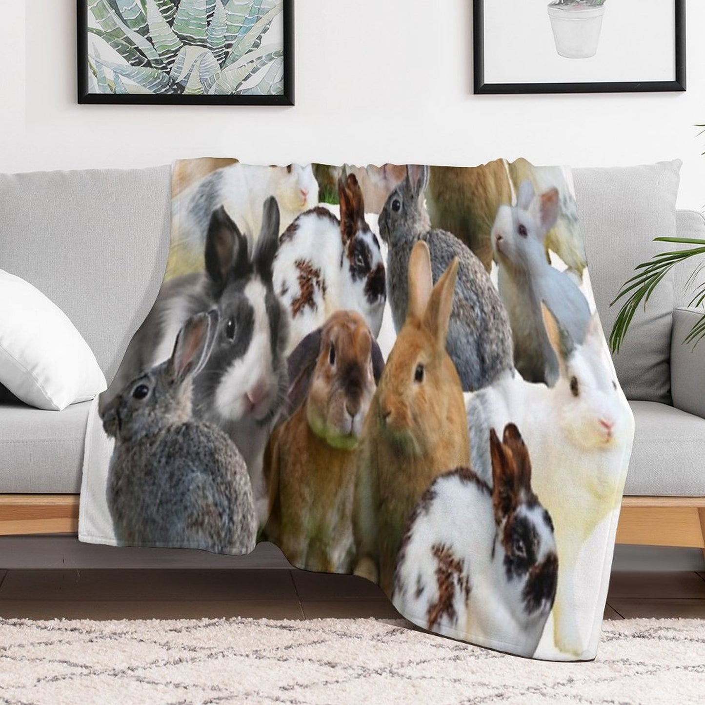Cute Rabbitsbunnies Throw Blanket