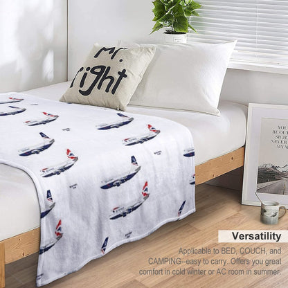 British Airways 747s Throw Blanket