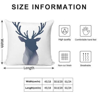 Abstract Navy Blue Deer Head Soft Warmth Comfort Throw Pillow