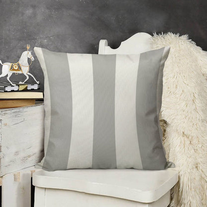 Silver Gray And White Stripes Linen Throw Pillow Cover