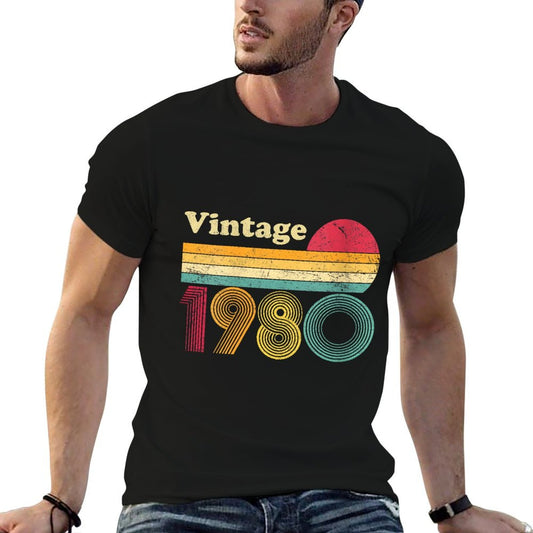 Womens 1980 40th Birthday Gift Vintage Retro Men Women 40 Years Old  Summer-ready Fabric T-Shirt