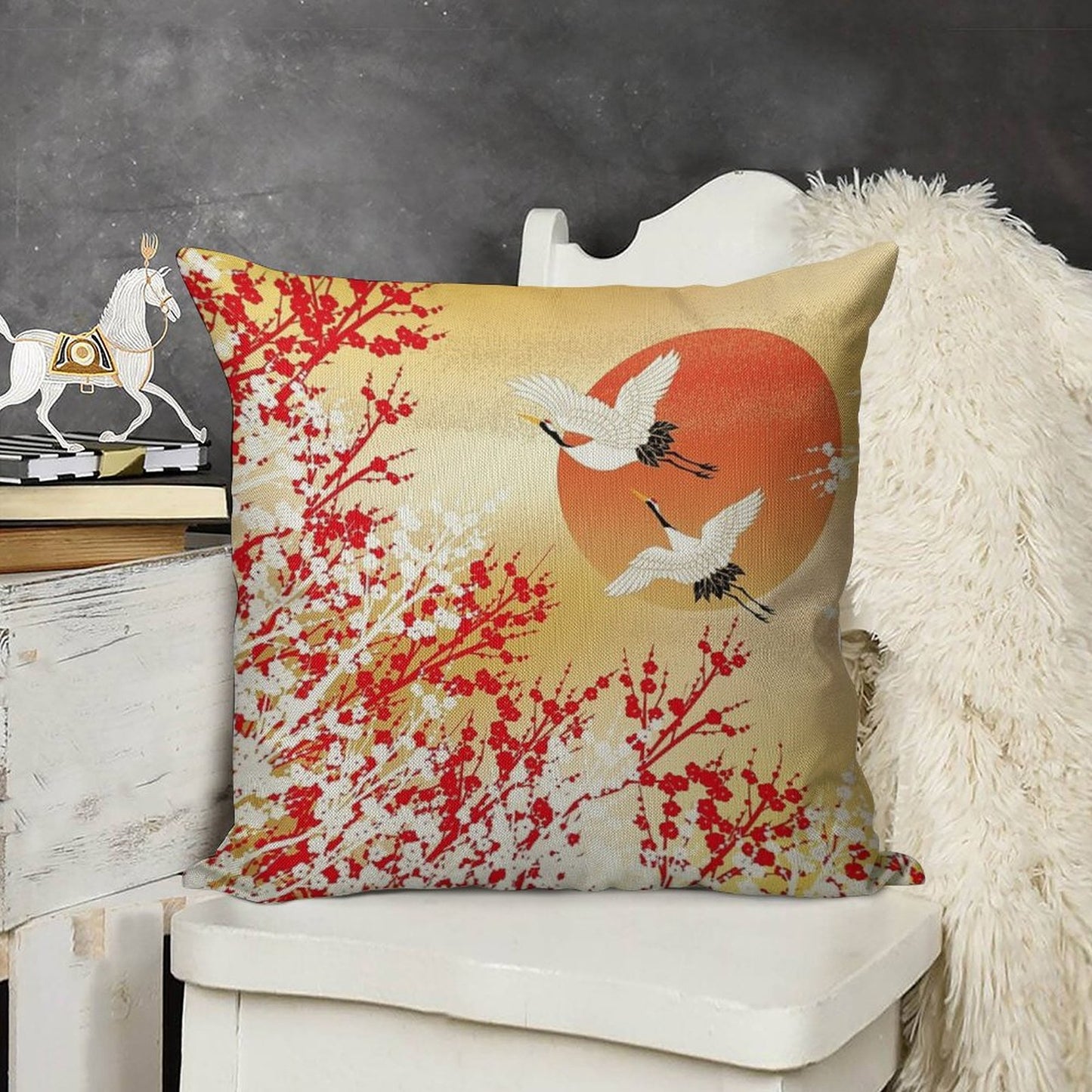 Japan 2 Linen Throw Pillow Cover