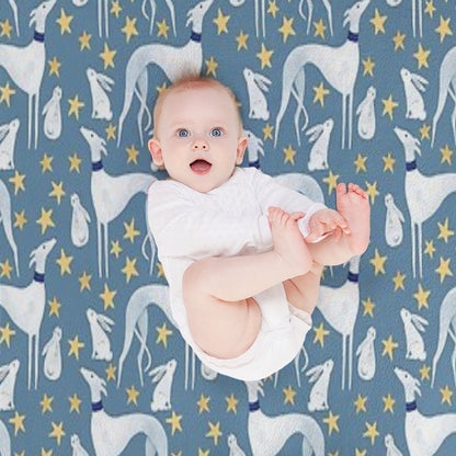 Galgo, Hare And Stars Throw Blanket