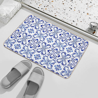 Azulejo Portuguese Tile Watercolor Artwork 19 Bath Mat