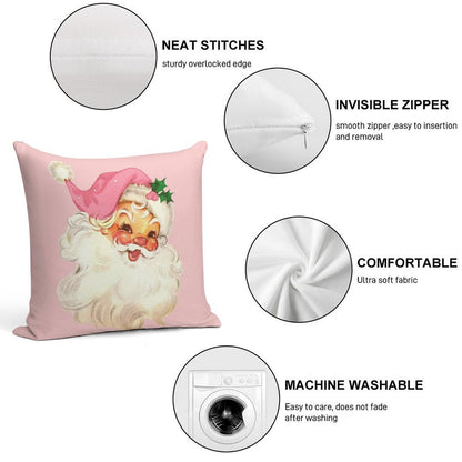 Retro Santa Claus Pink Soft Ultra-Soft Texture Throw Pillow