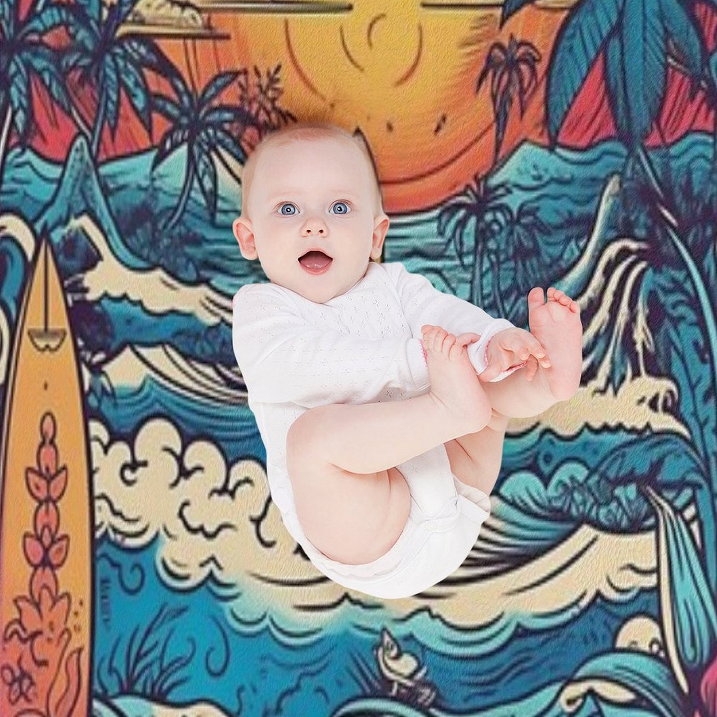 Surf Tribe – Popular Art, Vintage Style Surfing Gift Throw Blanket