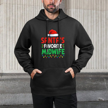 Santas Favorite Midwife Christmas LD Nurse Baby Catcher Casual Wear Hoodie