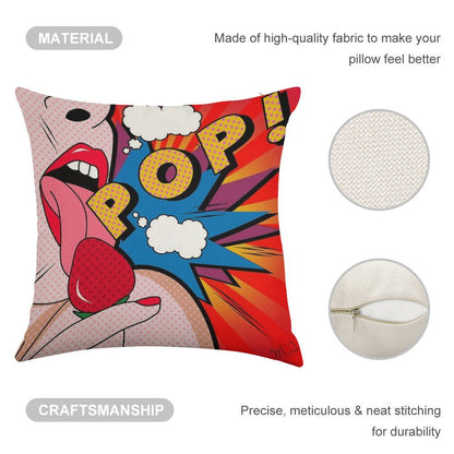 Pop Art Linen Throw Pillow Cover