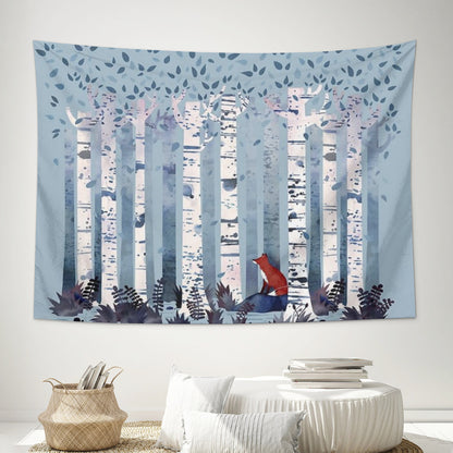 The Birches in Blue Tapestry