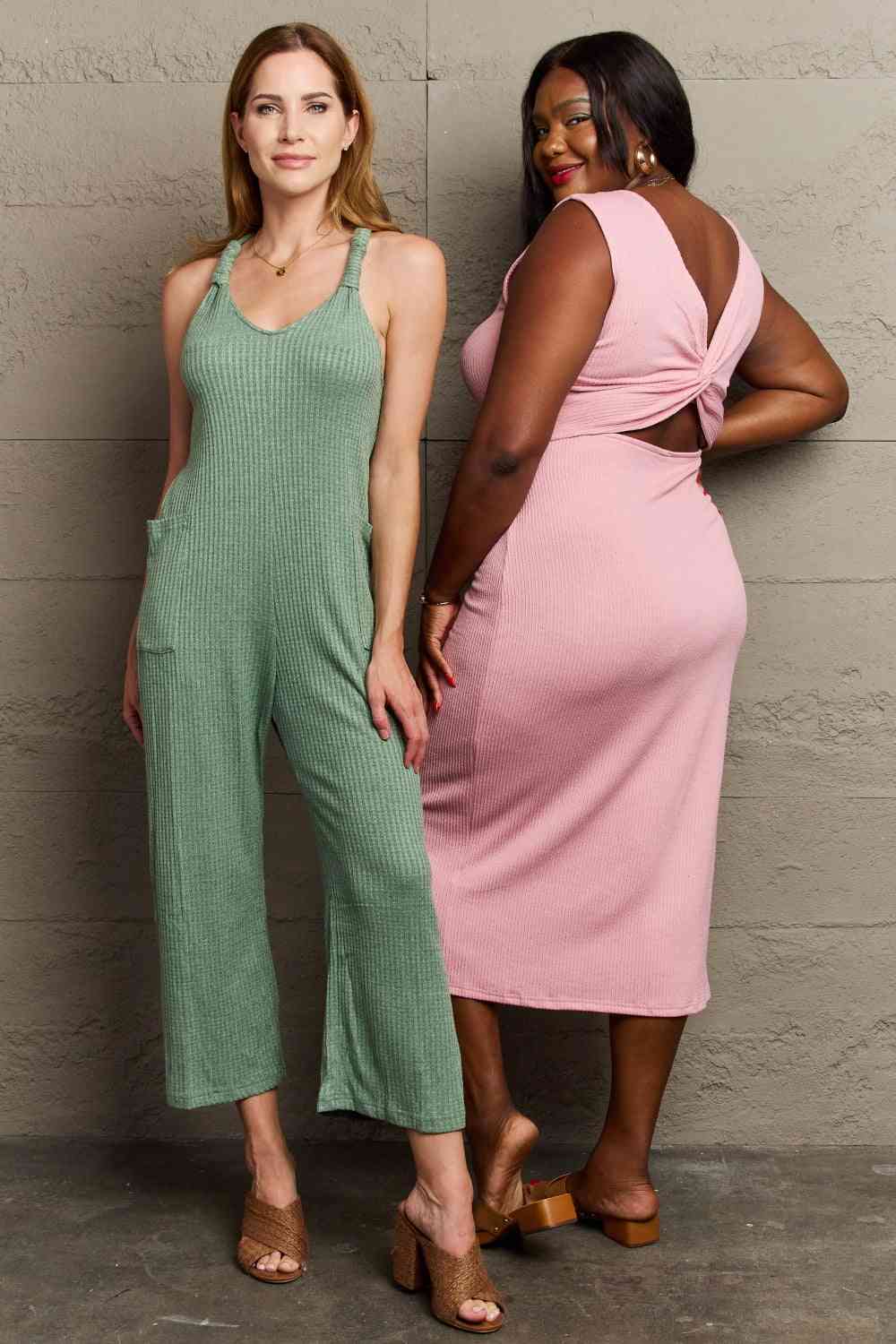Sew In Love Full Size For The Night Fitted Sleeveless Midi Dress
