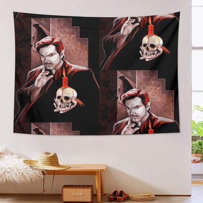 Orson Welles The Red candle Skull painting Tapestry