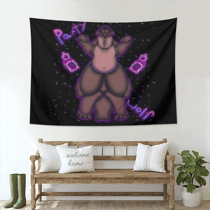 PARTY WOLF JAY Tapestry