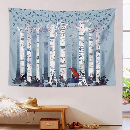 The Birches in Blue Tapestry