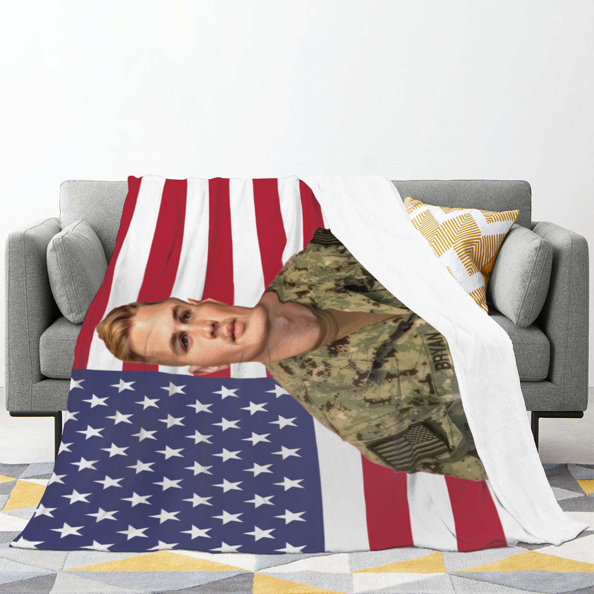 Zach Bryan American Flag Throw Blanket