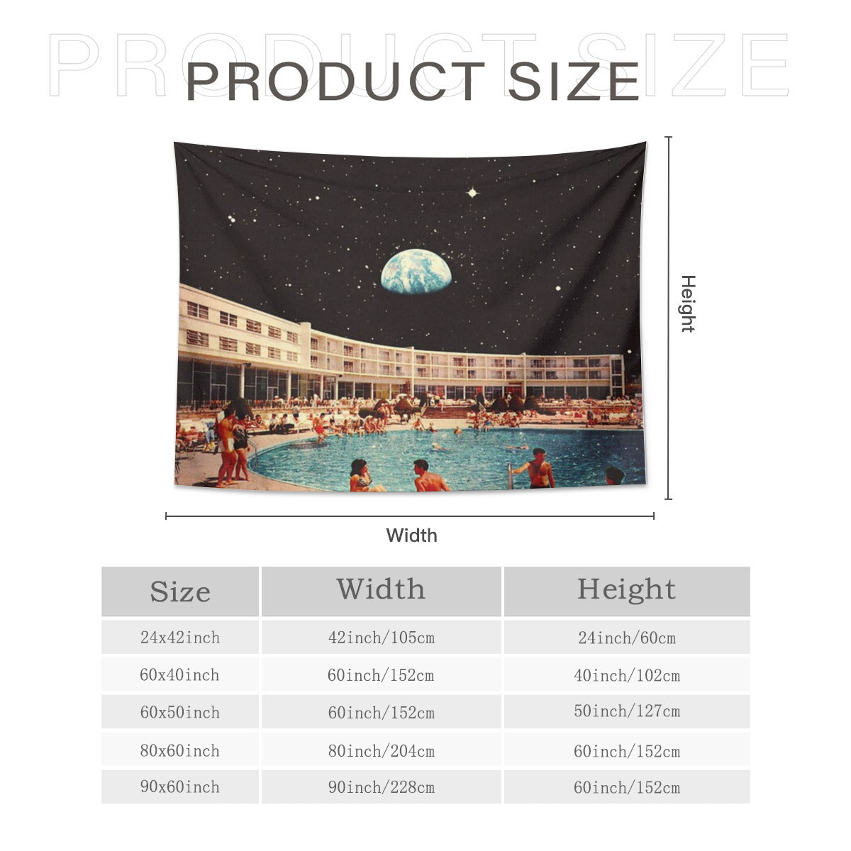 Lunar Pool Life Retro Futuristic Holiday Resort Science Fiction Collage Tapestry