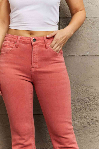 RISEN Bailey Full Size High Waist Side Slit Flare Jeans