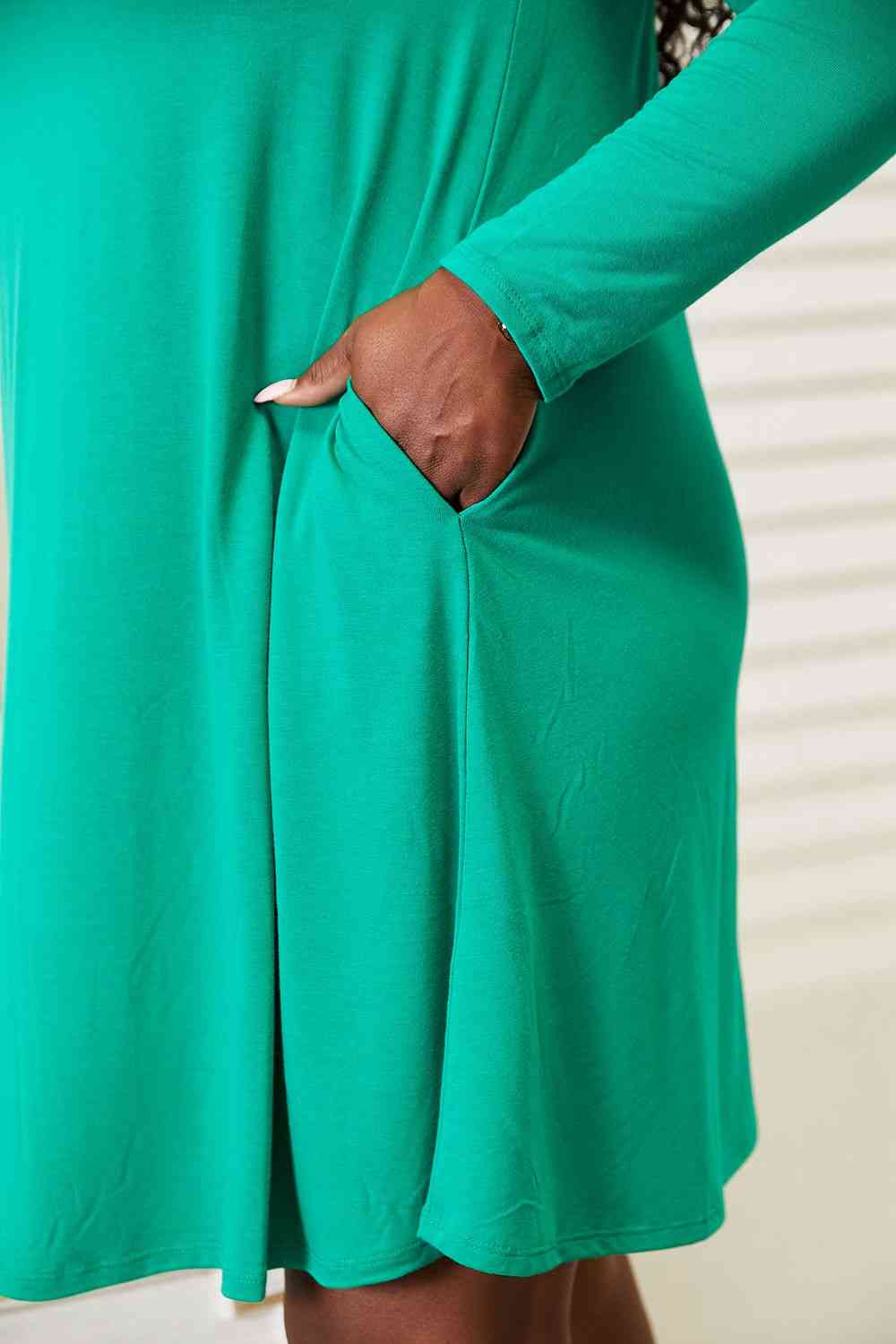 Zenana Full Size Long Sleeve Flare Dress with Pockets