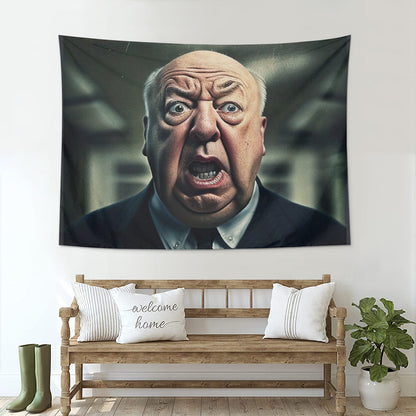 Digital 3d Alfred Hitchcock suspense face The man the legend the myth Tapestry