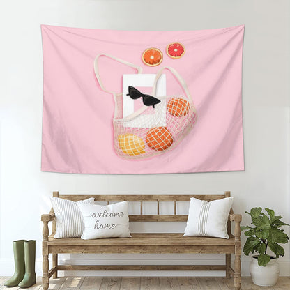 Beach day accessories book oranges Tapestry