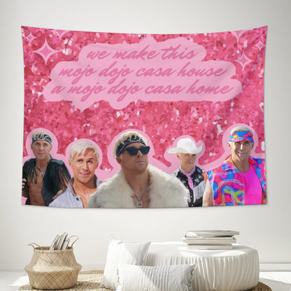 Welcome to My Mojo Dojo Casa House Pink Tapestry