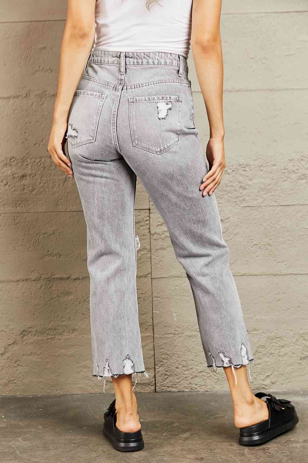 BAYEAS High Waisted Cropped Mom Jeans
